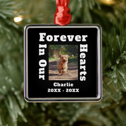 大切なペットの追悼メモリアル 永遠に私たちの心の中に メタルオーナメント (ツリー)