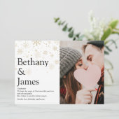 大切な人と過ごすクリスマスの定義をゴールドの雪の結晶があしらわれた写真で シーズンカード (スタンド正面)