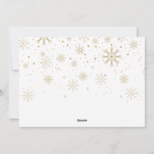 大切な人と過ごすクリスマスの定義をゴールドの雪の結晶があしらわれた写真で シーズンカード (裏面)