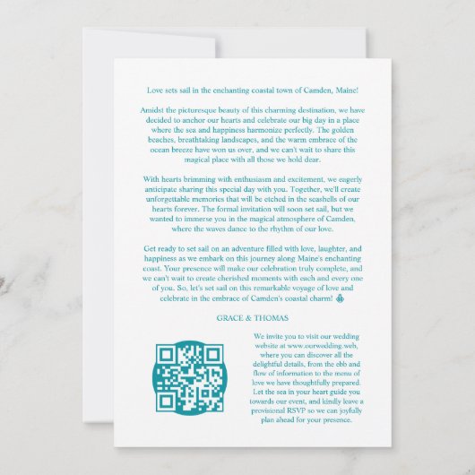 大切な人と 笑顔溢れる おしゃれで素敵な ウェディングフォトカード セーブザデート (裏面)