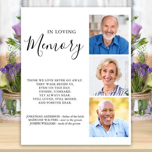 大切な人への想い出オーダーメイド3写真ウェディングメモリアル ポスター