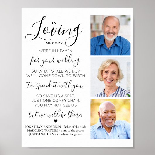 大切な人への想い出 3枚の写真で綴るウェディングメモリアル ポスター (正面)