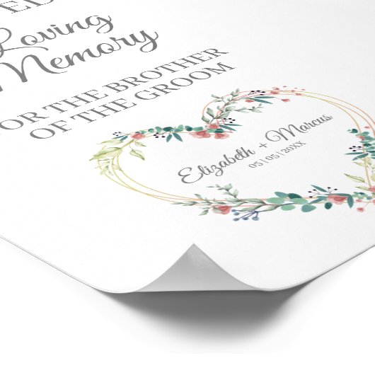 大切な人への結婚式席予約 花のハート ポスター (角)