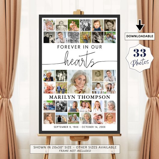 大切な人への追悼 写真コラージュ 33 私たちの心に永遠に ポスター