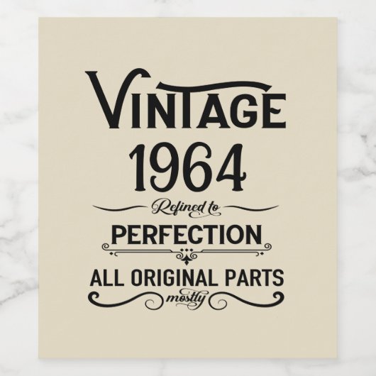 大切な人への還暦祝い 60個のヴィンテージ風の誕生日プレゼント ワインラベル (シングルラベル)