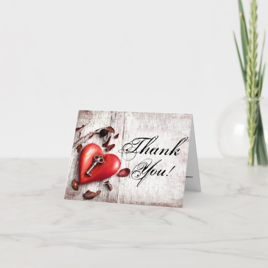大切な人へ贈る感謝の気持ち 私の心の鍵 カントリーウッド 折りたためるサンキューカード サンキューカード (正面)