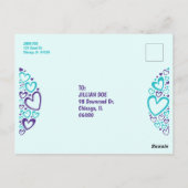 大切な人へ 愛の世界 ブルーパープルのハート ポストカード (裏面)