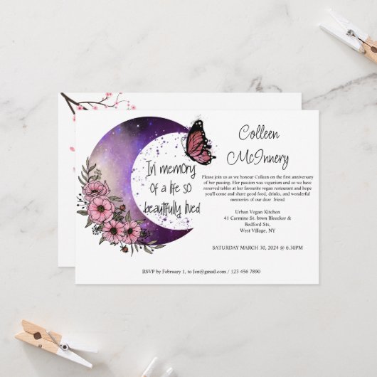 大切な人生を偲んで。編集可能 招待状 (正面/裏面インサイチュ)