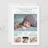 大切な到着の写真の誕生の発表 案内状 (正面)