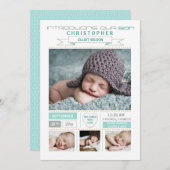 大切な到着の写真の誕生の発表 案内状 (正面/裏面)