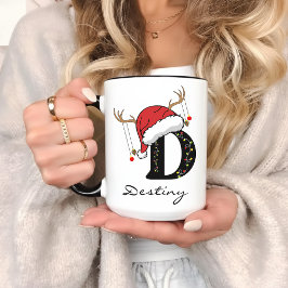 大切な友達のためのクリスマス・モノグラム・パーソナライズド・カップ マグカップ