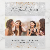 大切な友達の写真 シルバーグリッター ゴールド ワインラベル (シングルラベル)