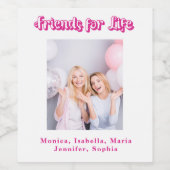 大切な友達の名前がわかる白い写真パーティー ワインラベル (シングルラベル)