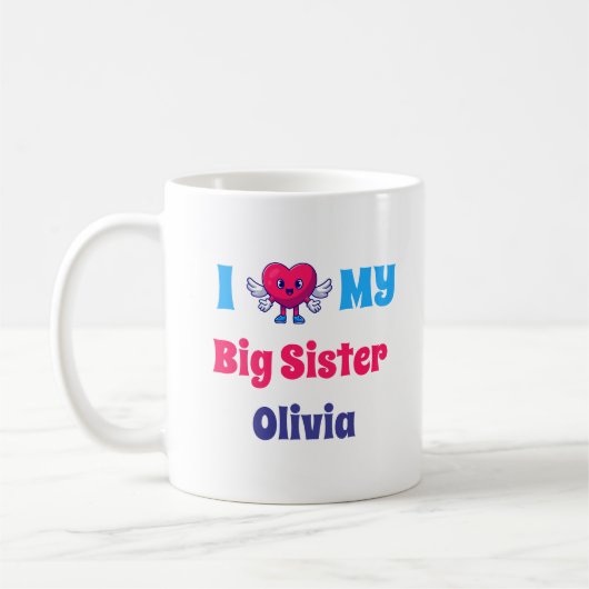 大切な姉の名前入り - 私は大きな姉が大好き コーヒーマグカップ (左)