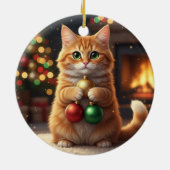 大切な宝物を抱えたクリスマス猫 ~自慢のネコが宝玉を抱く~ セラミックオーナメント (裏面)