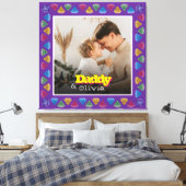 大切な家族のポートレートギフト – パパ娘息子 キャンバスプリント (インサイチュ (寝室))