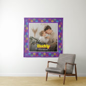 大切な家族のポートレートギフト – パパ娘息子 タペストリー (インサイチュ)