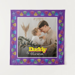 大切な家族のポートレートギフト – パパ娘息子 タペストリー