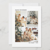 大切な家族の思い出 4人家族の写真コラージュ ホワイト シーズンカード (正面)