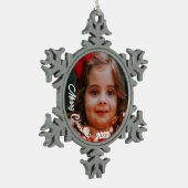 大切な思い出を作パーソナライズされたる スノーフレークピューターオーナメント (左)