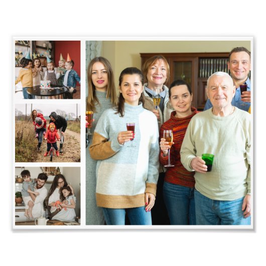 大切な思い出：カスタマイズ可能な4枚の写真コラージュ フォトプリント            (正面)