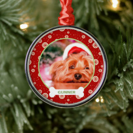 大切な愛犬の写真を使ったクリスマスホリデーシーズンの特別なギフト メタルオーナメント