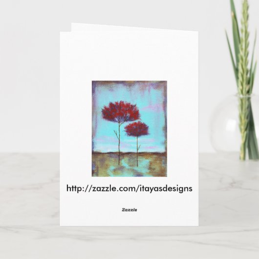 大切な抽象芸術アート風景赤い木 カード (裏面)