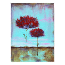 大切な抽象芸術アート風景赤い木