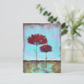大切な抽象芸術アート風景赤い木 ポストカード (スタンド正面)