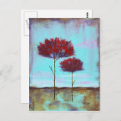 大切な抽象芸術アート風景赤い木 ポストカード (正面/裏面)
