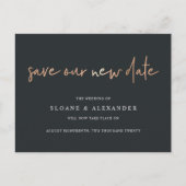 大切な新しい日を救おう 現代のウェディング延期お知らせ 案内ポストカード (正面)