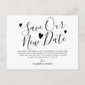 大切な新しい日程を守ろう 心からのウェディング 延期のお知らせ 案内ポストカード (正面)