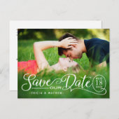 大切な日を保存しよう ウェディング | エレガントなスクリプト フォトカード ポストカード (正面/裏面)