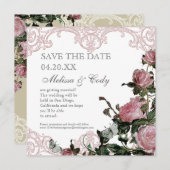 大切な日を前にして - トレリス ローズ ヴィンテージ 招待状 (正面/裏面)