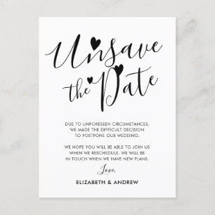 大切な日を延期します ハート ウェディング 延期のお知らせ 案内ポストカード