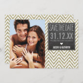 大切な日を記す 黒板のチェッカーフラッグ 輝くオールドゴールド セーブザデート (正面/裏面)