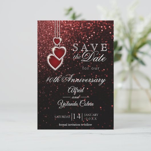 大切な日を記念して - 赤い輝きの招待状 招待状 (スタンド正面)