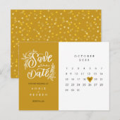 大切な日を記念する カレンダー ゴールド ラブ ハート ポストカード (正面/裏面)