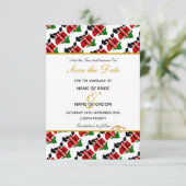 大切な日を記念する キリスト教式結婚式招待状 ケニア セーブザデート (スタンド正面)