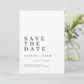 大切な日を記念する、シンプルで清潔な結婚式の出欠確認カードです セーブザデート (スタンド正面)