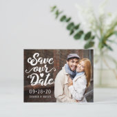 大切な日を記録しよう ウェディング | 手書きフォント写真 ポストカード (スタンド正面)