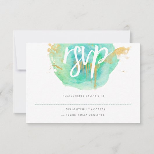 大切な水彩画RSVPカード 出欠カード (正面)
