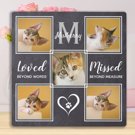 大切な猫のメモリアル ユニークな写真コラージュ フォトプラーク