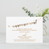 大切な皆様へ　結婚式中止のお知らせ　金色のハート 招待状 (スタンド正面)