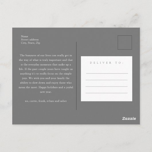 大切な瞬間を胸に 三枚の写真が入るクリスマスカード ポストカード (裏面)