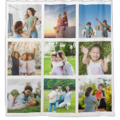 大切な瞬間:カスタマイズ可能な9枚の写真コラージュ シャワーカーテン (正面)