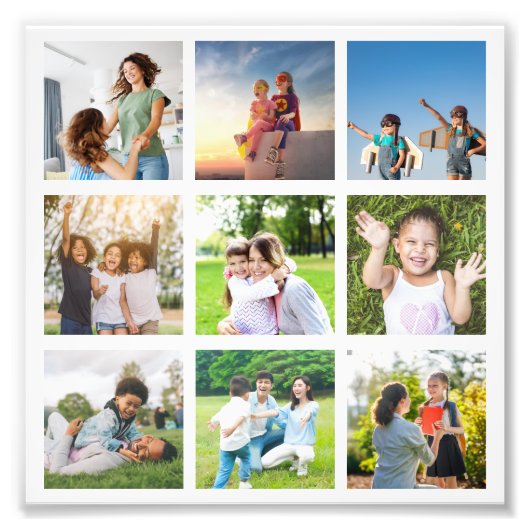 大切な瞬間：カスタマイズ可能な9枚の写真コラージュ フォトプリント            (正面)