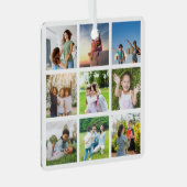 大切な瞬間：カスタマイズ可能な9枚の写真コラージュ メタルオーナメント (正面右)