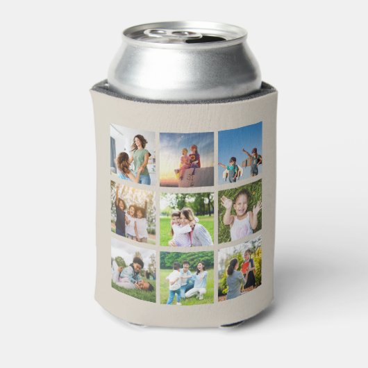 大切な瞬間:カスタマイズ可能な9枚の写真コラージュ 缶クーラー (缶裏面)