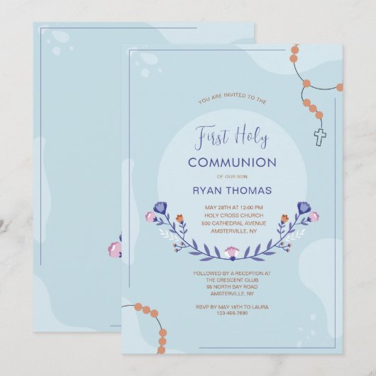 大切な聖体拝領の招待状 招待状 (正面/裏面)